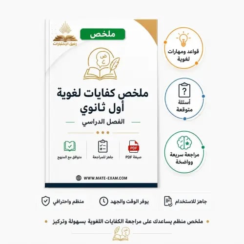ملخص كفايات لغوية اول ثانوي ف 2 1447 ه..