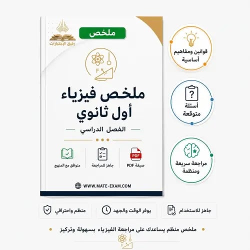 ملخص فيزياء اول ثانوي كامل المنهج 1447 ه