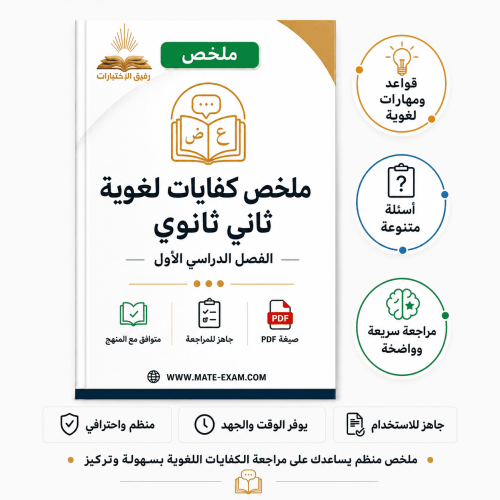 ملخص الكفايات اللغوية ثاني ثانوي ف 1 1447 هـ