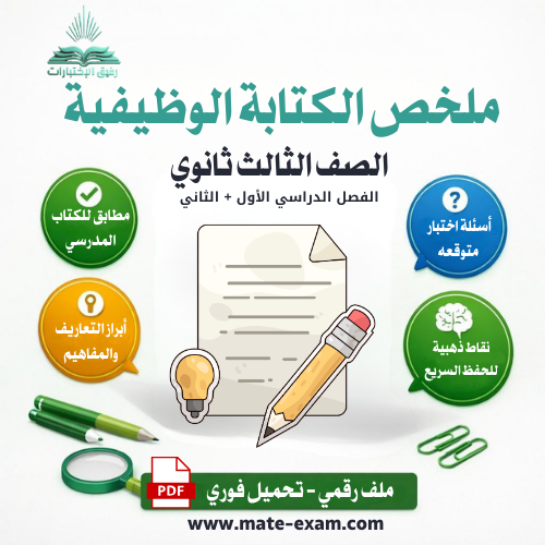 ملخص الكتابة الوظيفية والإبداعية الصف الثالث ثانوي...
