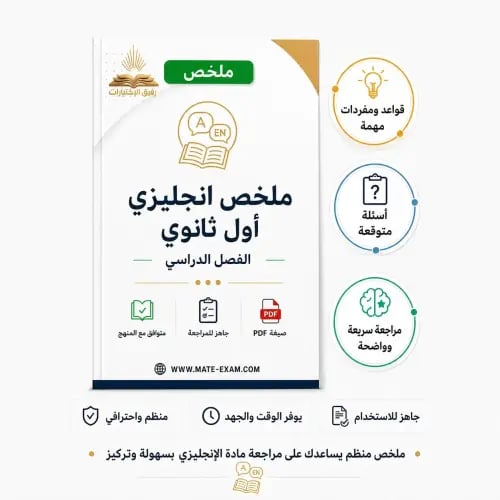 ملخص انجليزي اول ثانوي ف 2 1447 ه