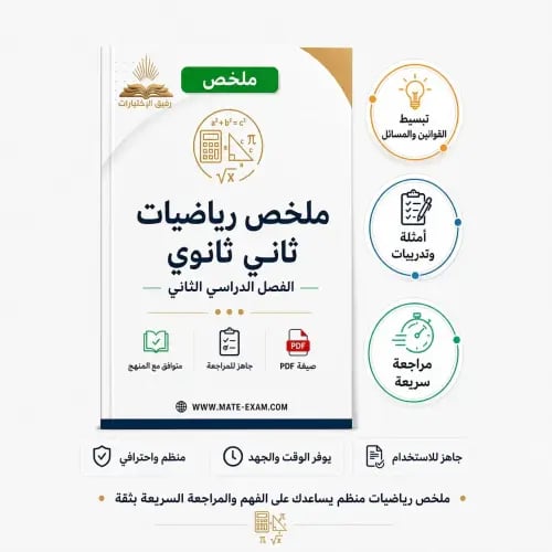 ملخص رياضيات ثاني ثانوي ف 2 1447 هـ