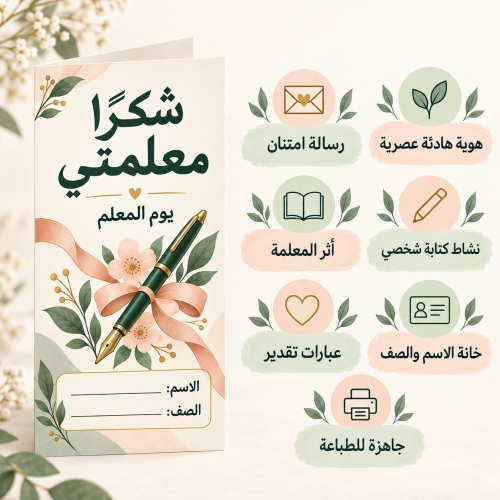 مطوية عن يوم المعلم شكرا معلمتي