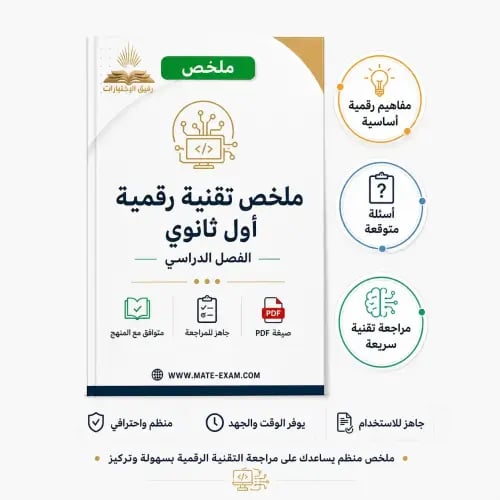 ملخص تقنية رقمية اول ثانوي ف 2 1447 ه