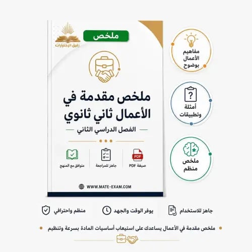 ملخص مقدمة في الاعمال ثاني ثانوي ف 2 1447 هـ