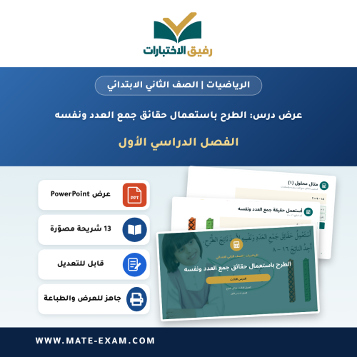 عرض درس الطرح باستعمال حقائق جمع العدد ونفسه - الر...