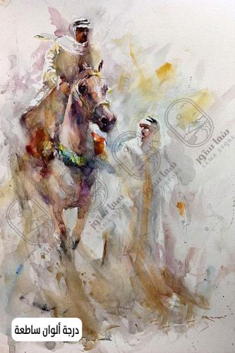 A artistic painting of a knight on a horse for majlis