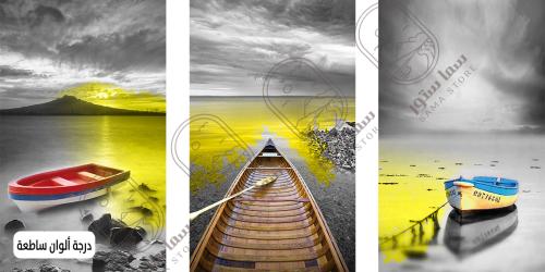 Wall art boats on the lake - three pieces