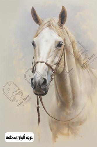 Portrait painting of a white horse