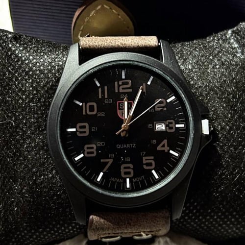 ساعة جلد بني شبابية فاخرة