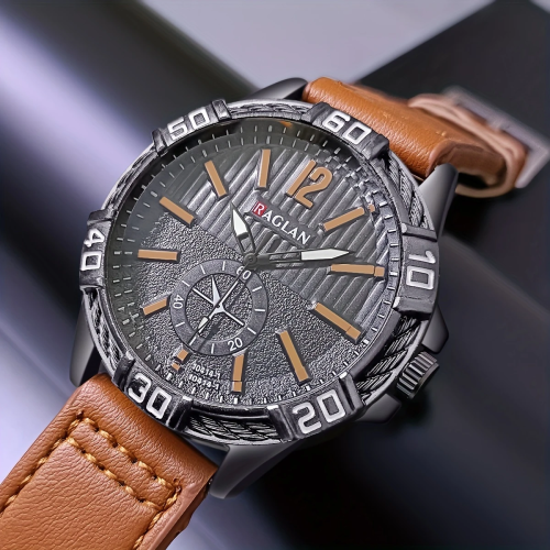 ساعة رجالية رياضية جلد بني