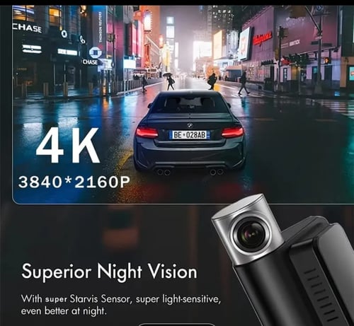 "كاميرا سيارة Wi-Fi 4K بزاوية واسعة 170° مع GPS ور...