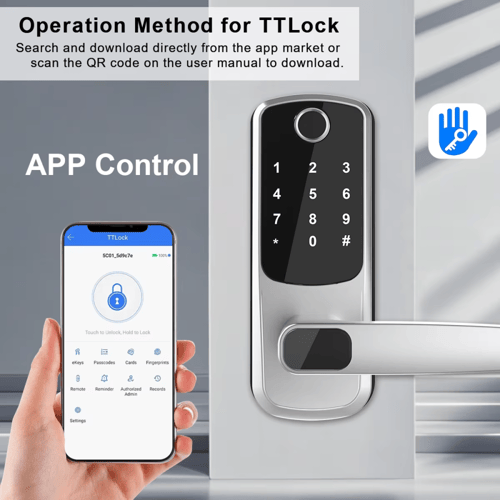 قفل باب ذكي TTLOCK ببصمة وكلمة مرور