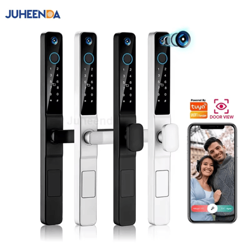 قفل باب ذكي Tuya مع كاميرا وبصمة مقاوم للماء