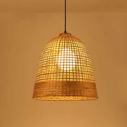 مصباح قلادة ياباني من الخيزران اليدوي E27