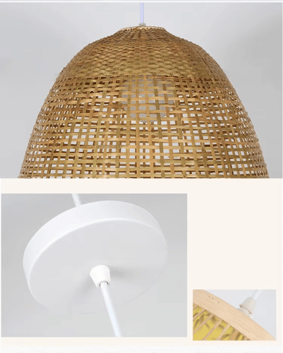 مصباح قلادة ياباني من الخيزران اليدوي E27