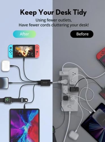 منصة شحن راف باور ثلاث منافذ تايب سي ومنفذين USB-A...