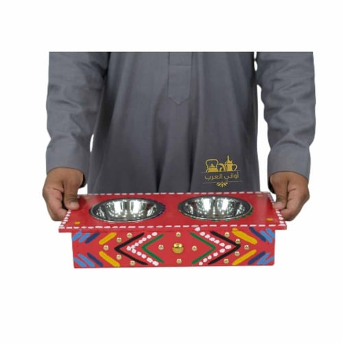 طقم مكسرات خشبي تراثي أحمر