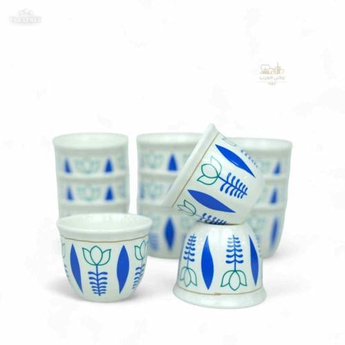 فنجان قهوة نقشة كويتي أزرق