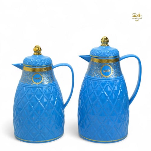 طقم ضيافة أزرق فاخر بلمسات ذهبية