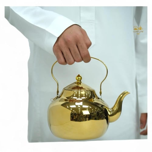 إبريق شاي ستانلس استيل ذهبي