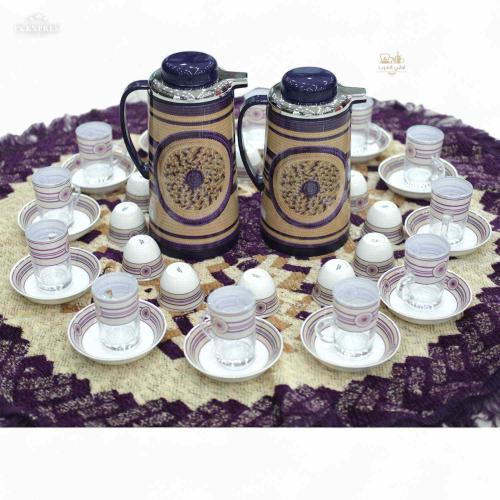 طقم ضيافة شاي وقهوة نقشة الخوص