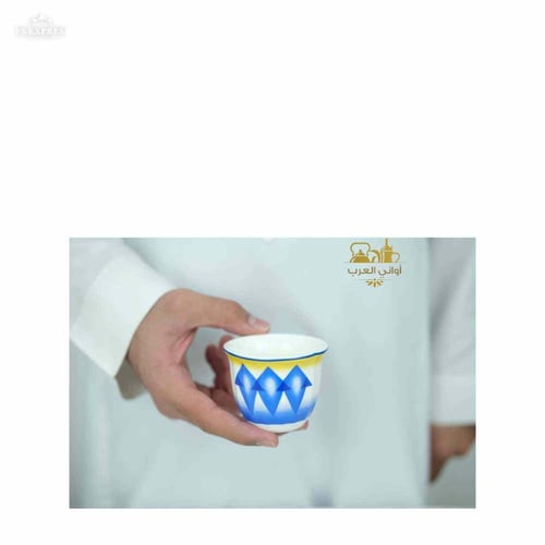 فنجان قهوة نقشة غضار الأزرق