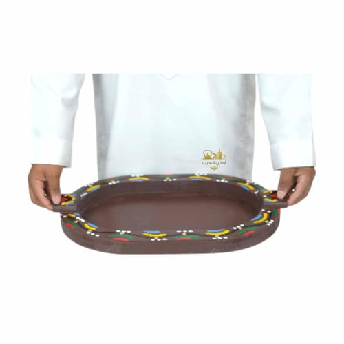 طوفرية مدور خشبي تراثي أحمر