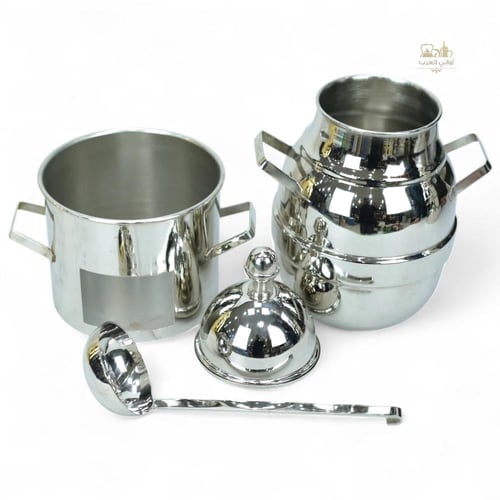 جرة الفول استيل مع القاعدة فضي