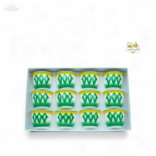 فنجان قهوة نقشة غضار الأخضر