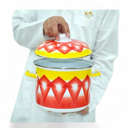 طقم قدر غضار عميق أحمر