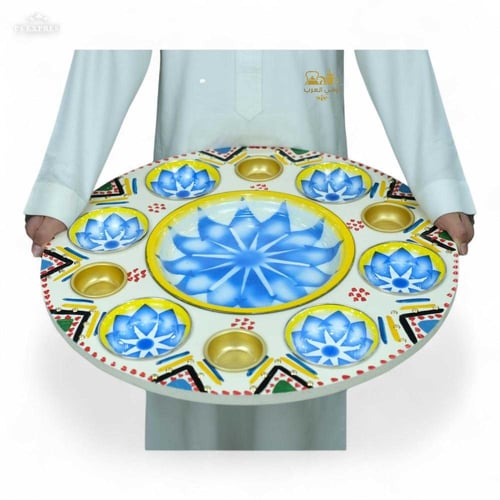صينية تقديم طعام غضار الأزرق