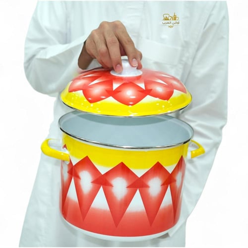 طقم قدر غضار عميق أحمر