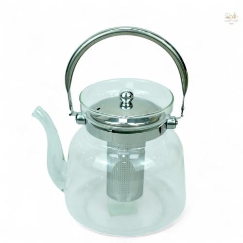 ابريق قزاز شفاف يد استيل فضي