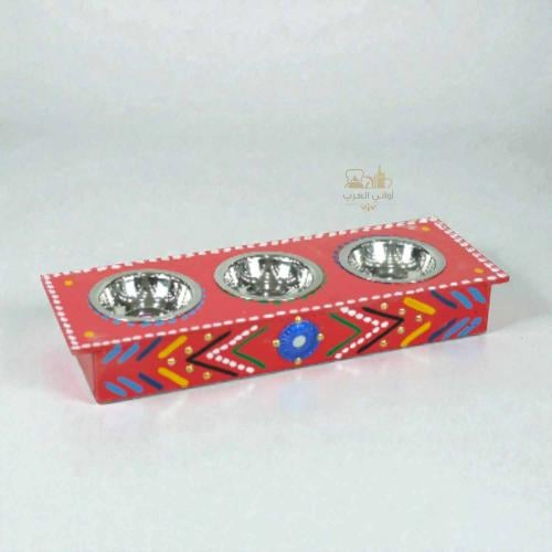 طقم مكسرات خشبي تراثي أحمر