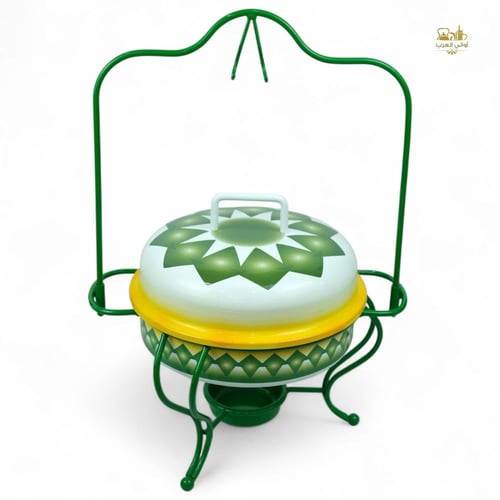 سخان بوفية الغضار الأخضر التراثي بغطاء علاقي