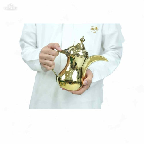 طقم دلة بغدادية نحاس ذهبي حبش