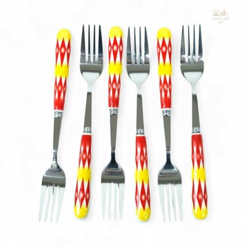 ملاعق شوك نقشة غضار الأحمر