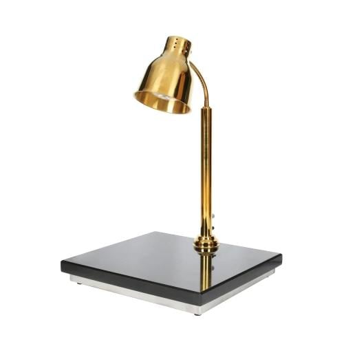 Food heating lamp with a square golden base
