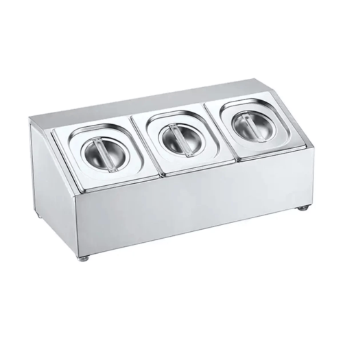 صحون بهارات ستيل 3 خانات صف واحد