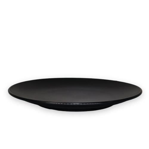 Black round 30 cm melamine serving plate