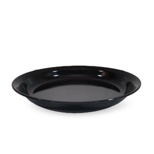 Black shiny melamine round plate 30 cm
