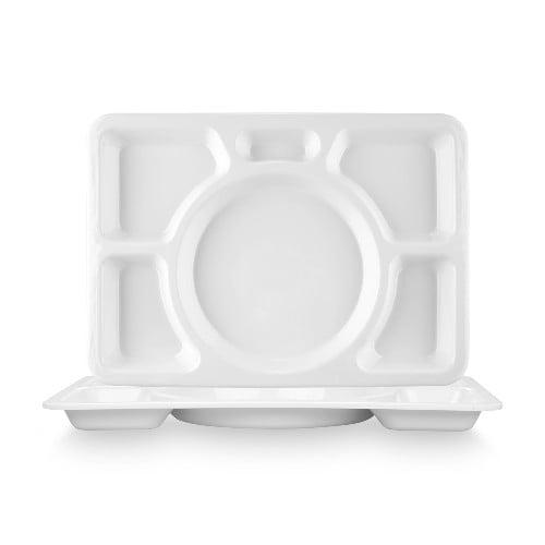 White glossy divided melamine tray 28*38 cm