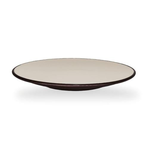 Brown round melamine serving plate 25 cm