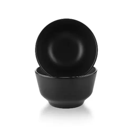 Black round melamine serving dish 12 cm