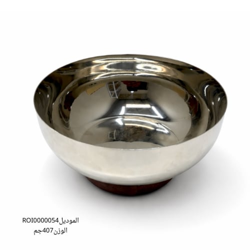 صحن تقديم ستانلس ستيل بقاعدة خشب