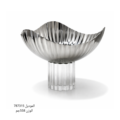 صحن تقديم استيل فاخر بقاعدة كرستال