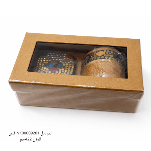 مبخرة خشب مع صندوق بخور بفصوص حجرية