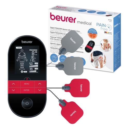 TENS unit for electrical nerve stimulation through the skin / EMS for electronic muscle stimulation EM 59 from Beurer, black, batt...