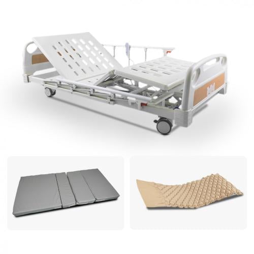 Electric bed with 4 movements, aluminum sides + leather mattress + air mattress